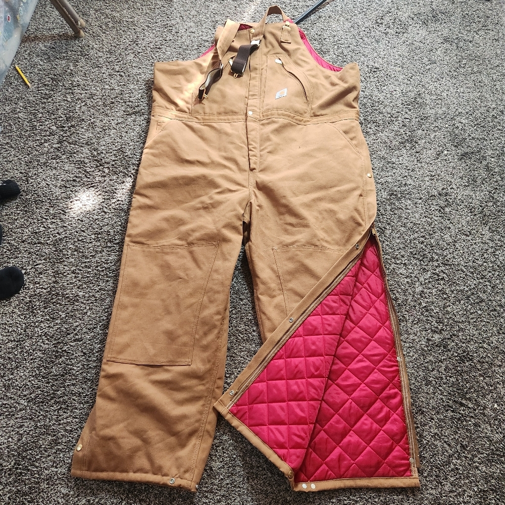 Carhartt Duck Zip-to-waist Biberall Quilt Lined Overall Size 50×30 NWT - Picture 3 of 16